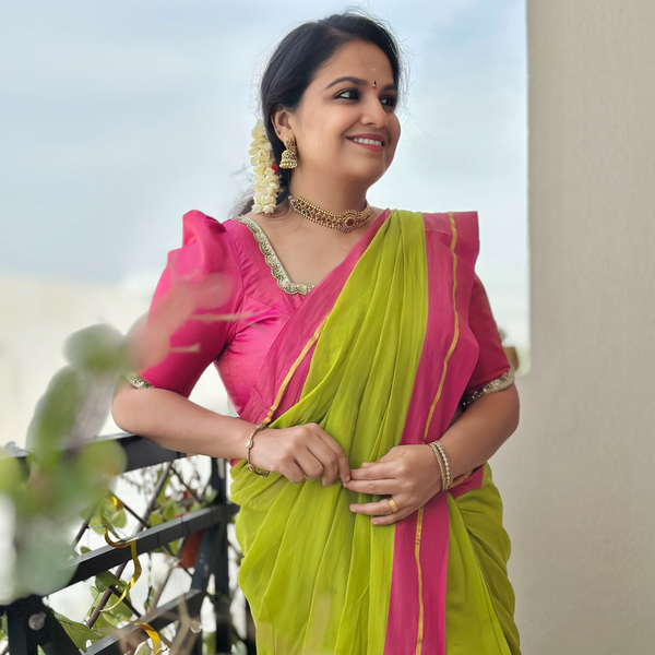 Pure Mul Cotton Saree with Contrast Border
