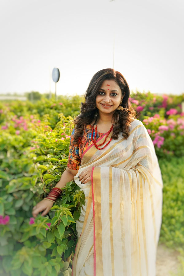 120 Count Pure Mulcotton Saree inspired from kanchipattu
