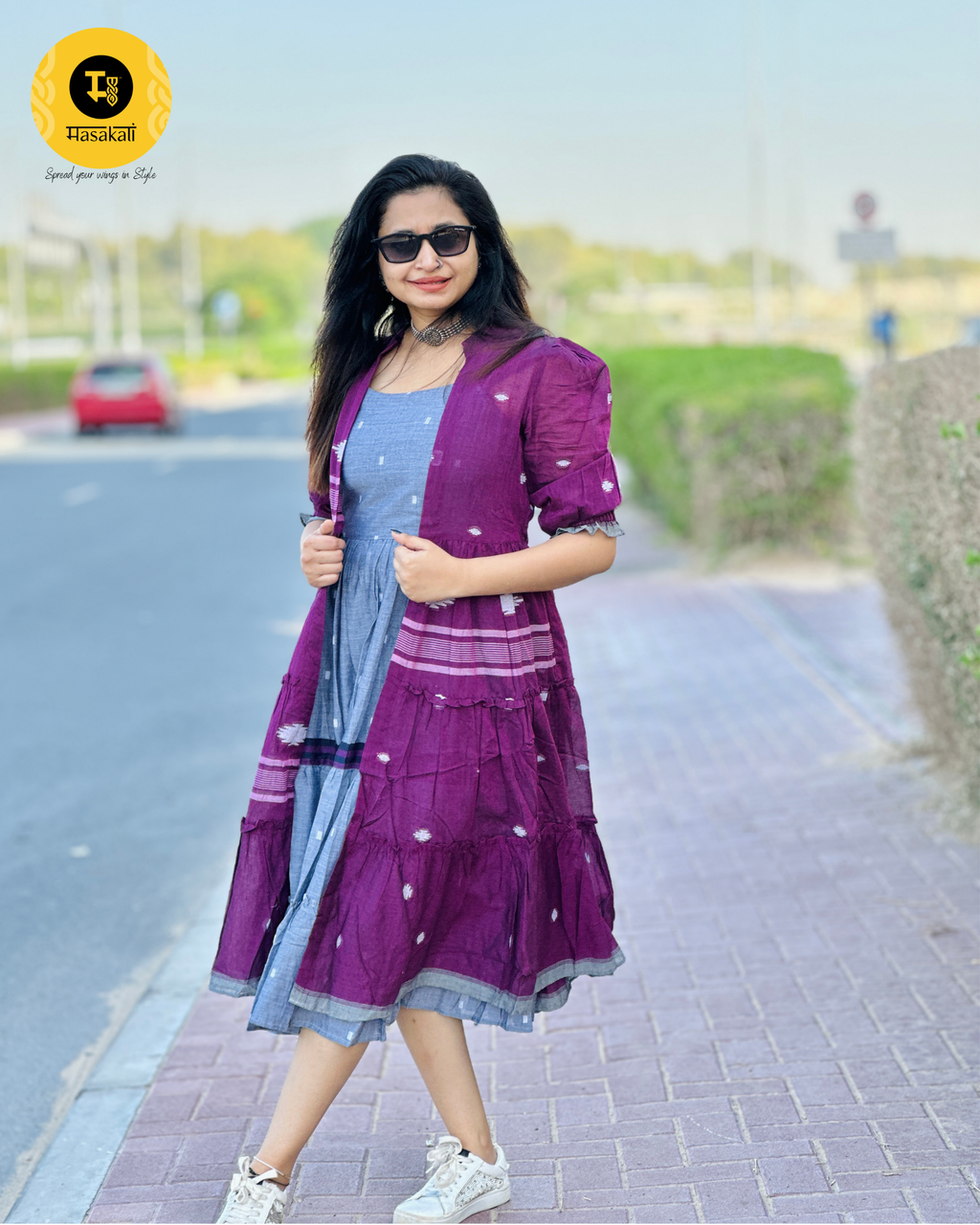 Jamdani Dress with Jacket