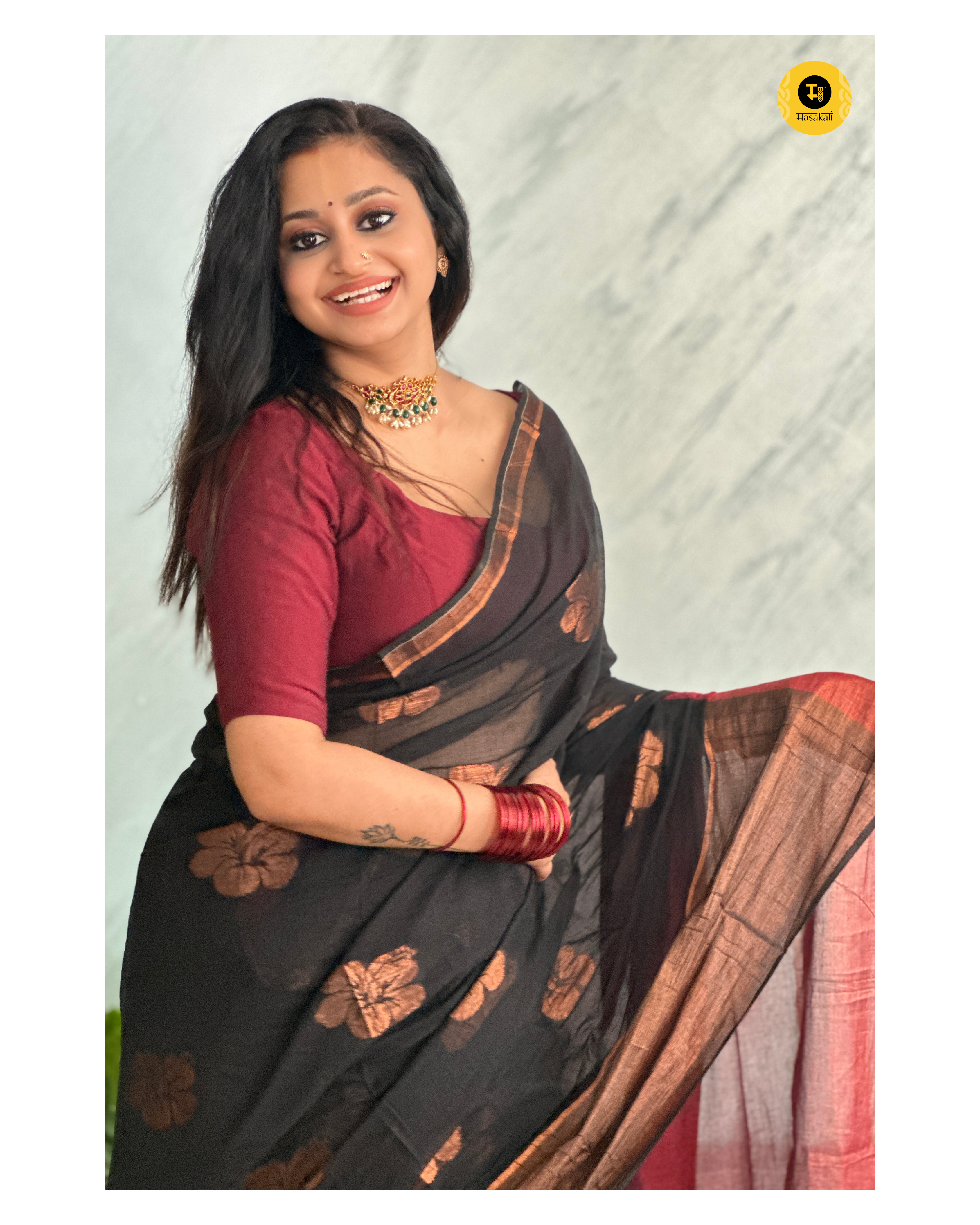 120 Count Pure Mulcotton Saree inspired from kanchipattu