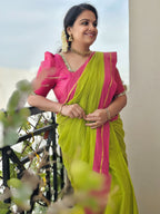 Pure Mul Cotton Saree with Contrast Border