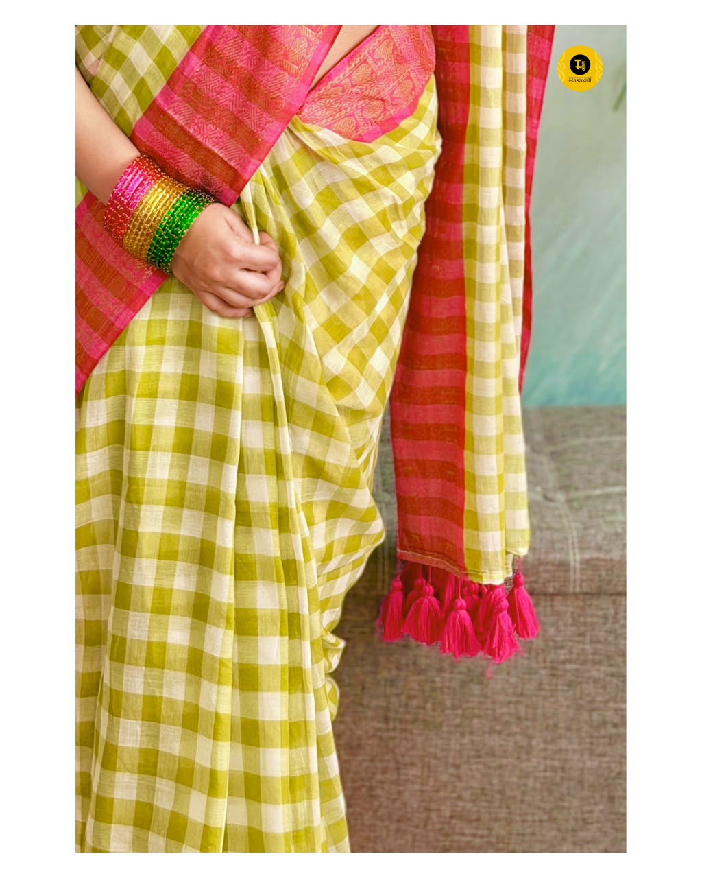 Mulcotton check saree