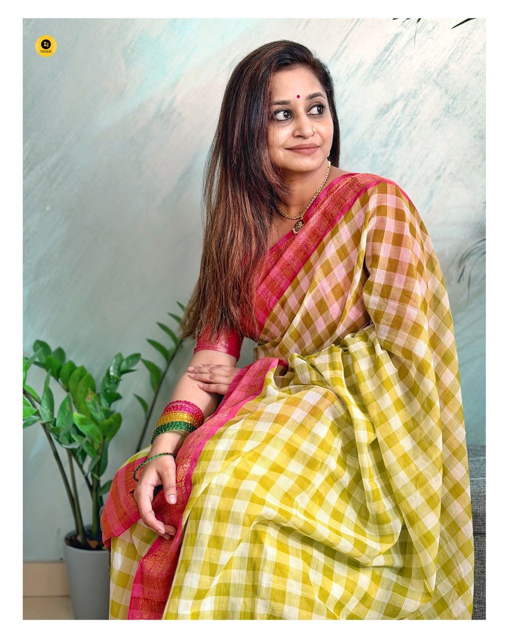 Mulcotton check saree