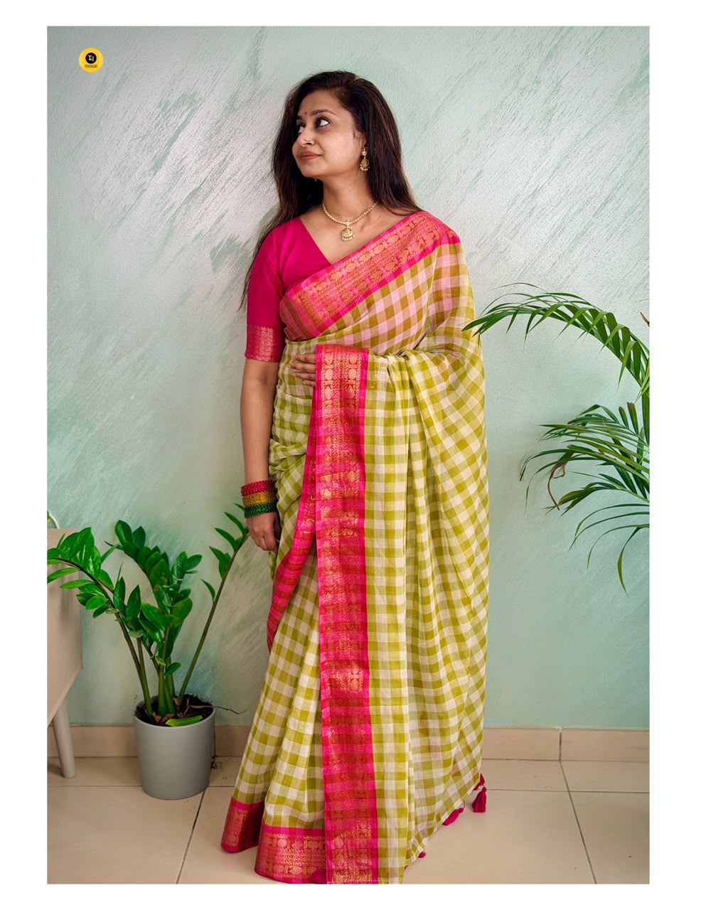 Mulcotton check saree