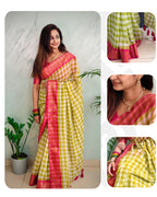 Mulcotton check saree