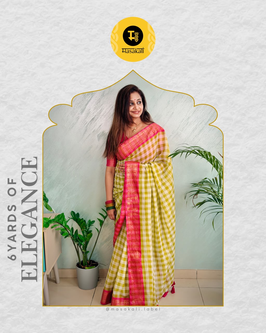 Mulcotton check saree