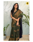 120 Count Pure Mul Cotton Saree with Wide Zari Border