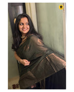 120 Count Pure Mul Cotton Saree with Wide Zari Border