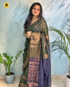 120 Count Pure Mul Cotton Saree with Wide Zari Border