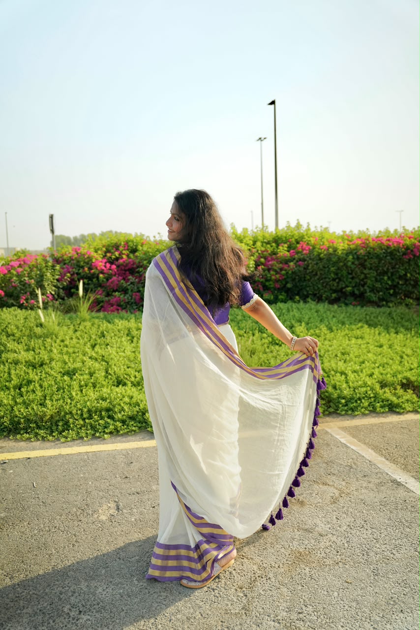 120 Count Pure Mulcotton Saree inspired from kanchipattu