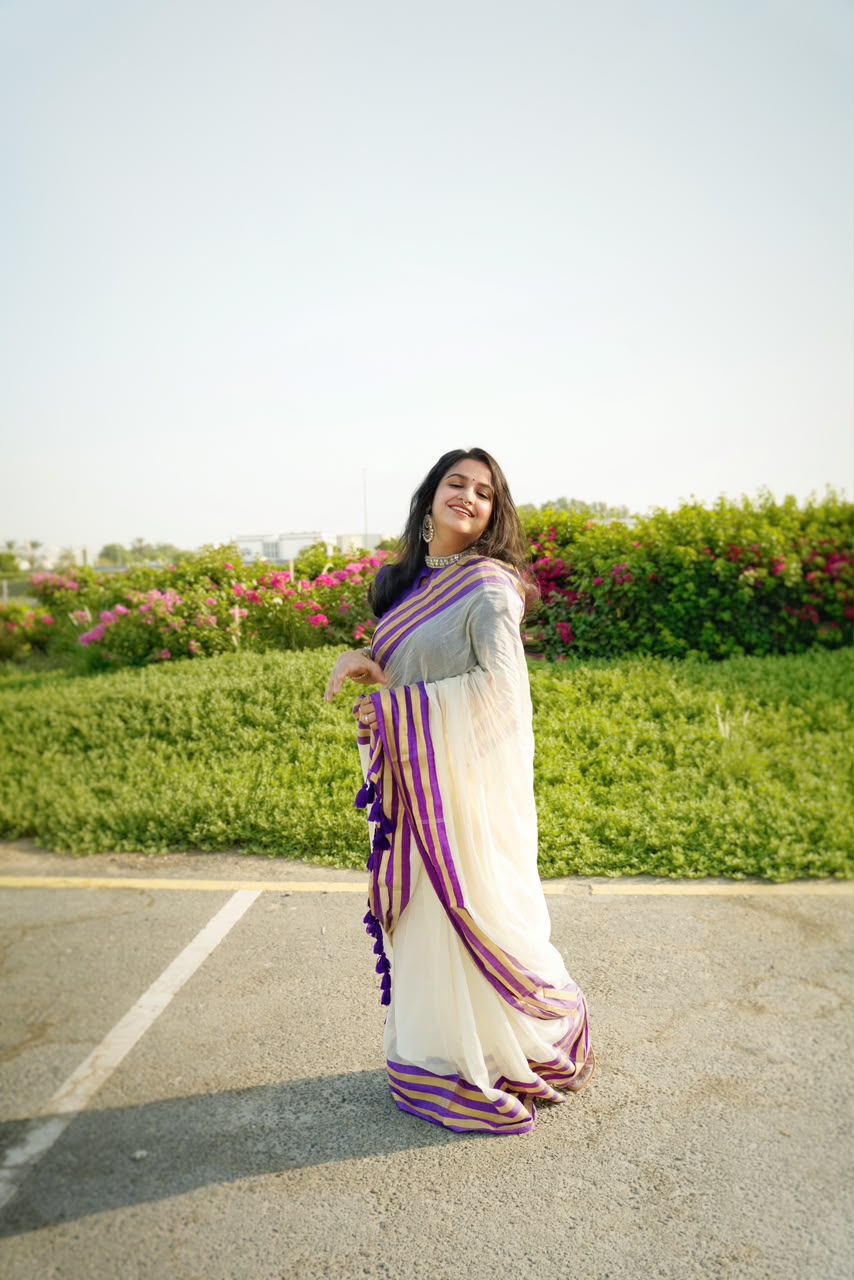 120 Count Pure Mulcotton Saree inspired from kanchipattu