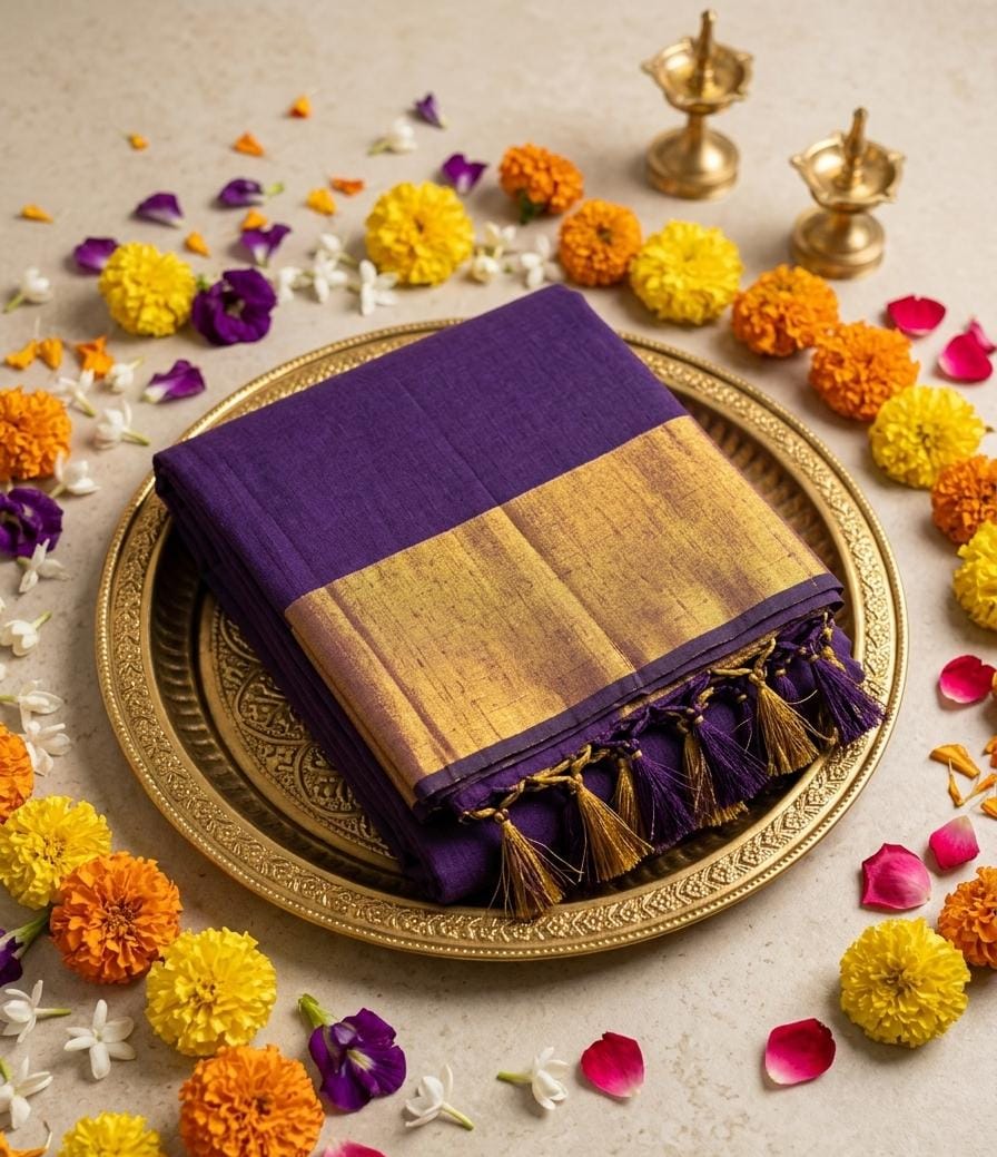 Linen Saree inspired from kanchipattu