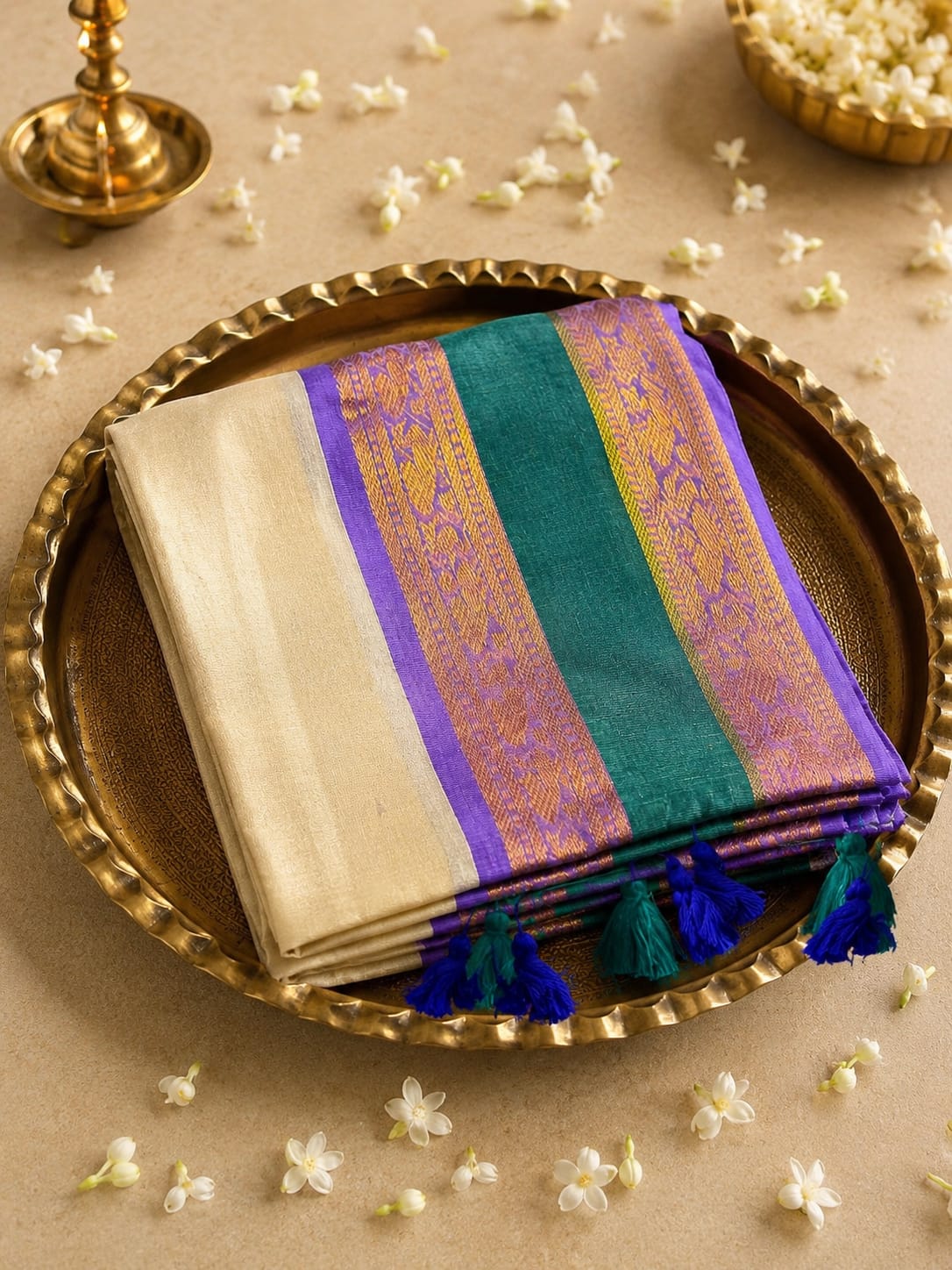 120 Count Pure Mulcotton Saree inspired from kanchipattu