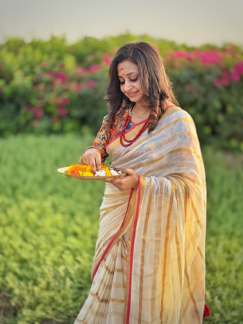 120 Count Pure Mulcotton Saree inspired from kanchipattu