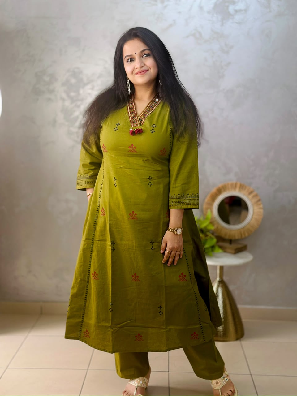 Handloom Cotton Mirror Work Co-ord Set