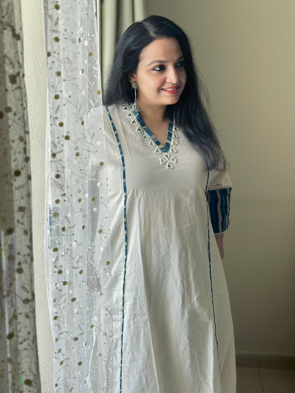 Handloom Cotton Mirror Work Co-ord Set