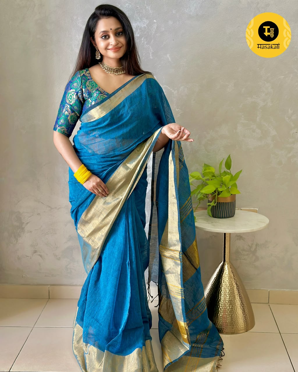 Linen Saree inspired from kanchipattu