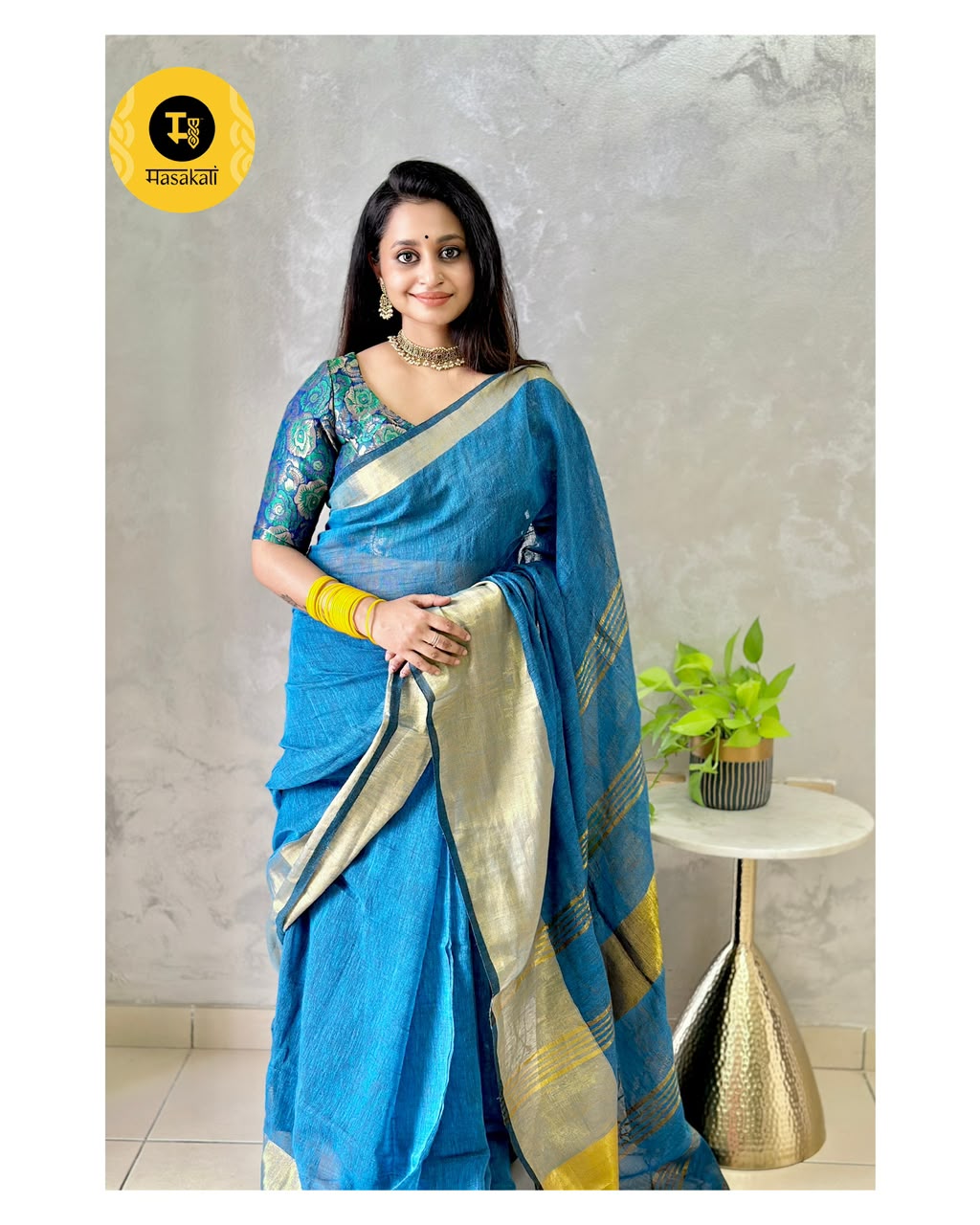 Linen Saree inspired from kanchipattu