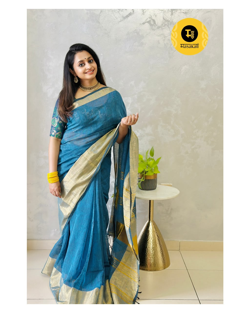 Linen Saree inspired from kanchipattu