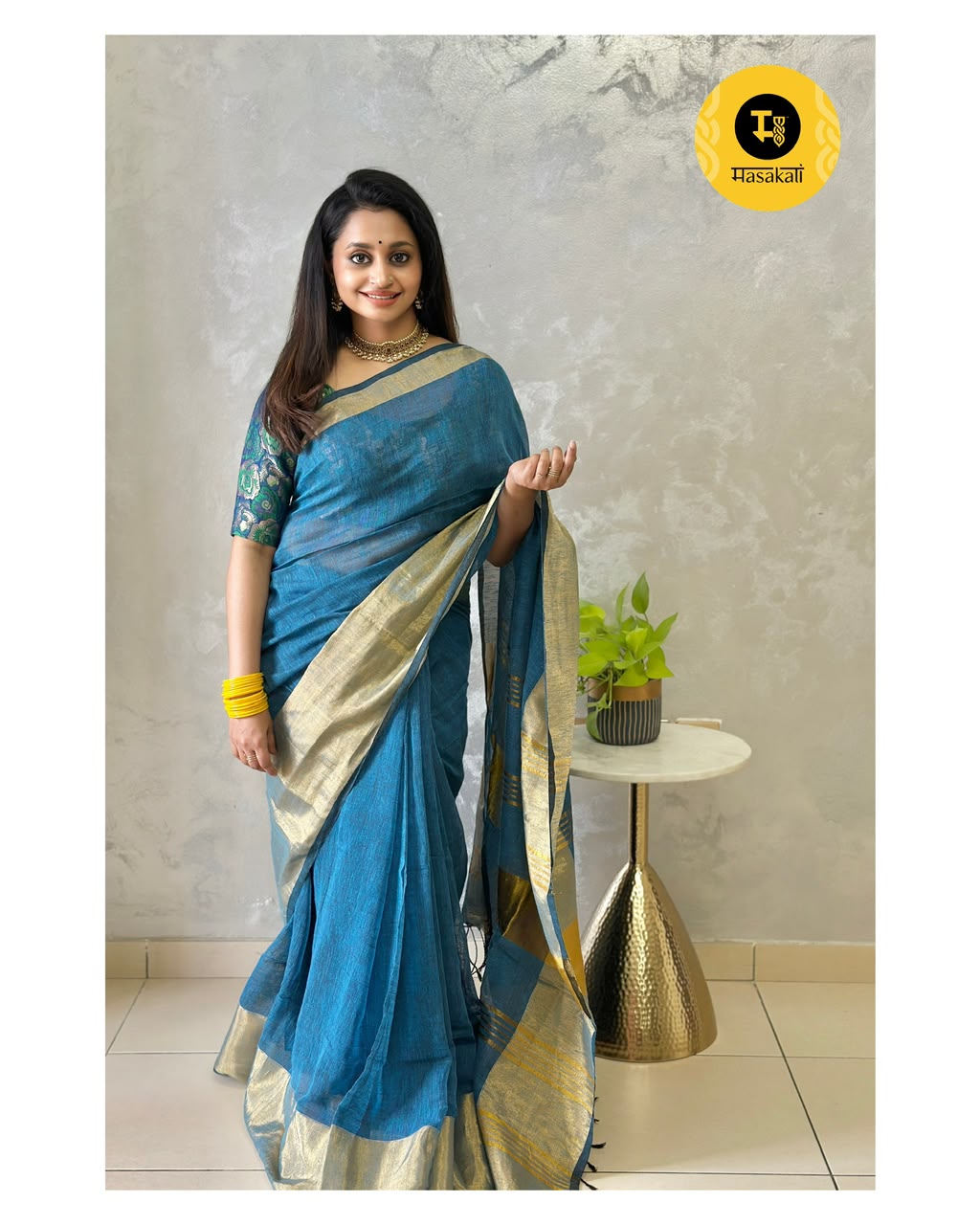 Linen Saree inspired from kanchipattu