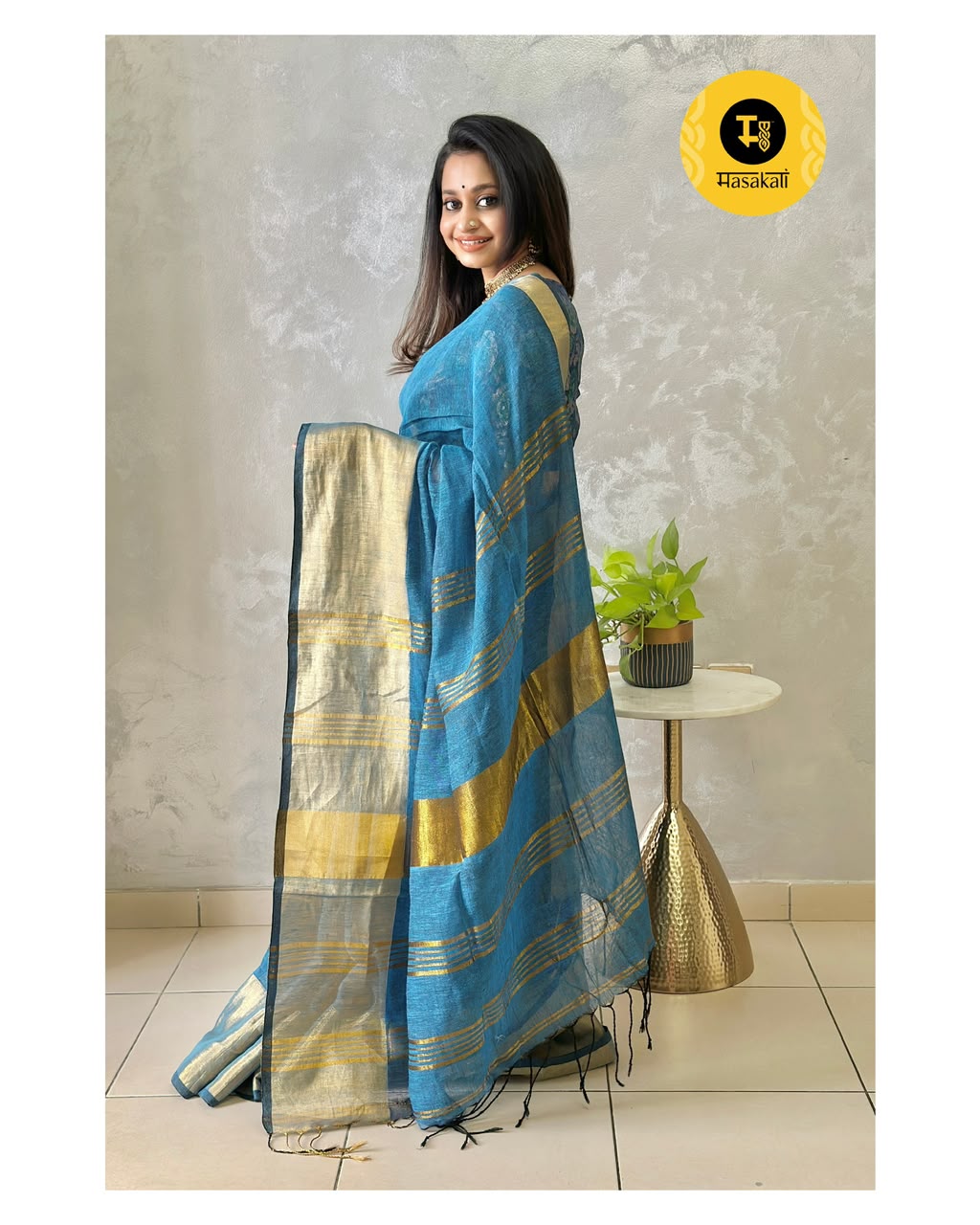 Linen Saree inspired from kanchipattu
