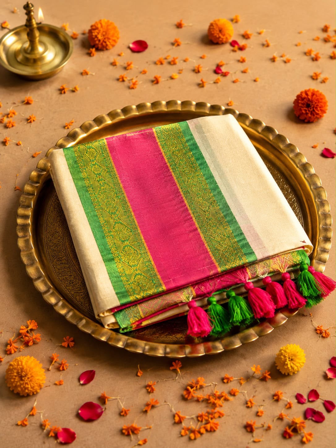 120 Count Pure Mulcotton Saree inspired from kanchipattu