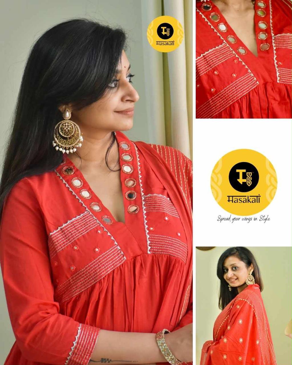 Scarlet Handwork Alia-Cut Anarkali – 3-Piece Set