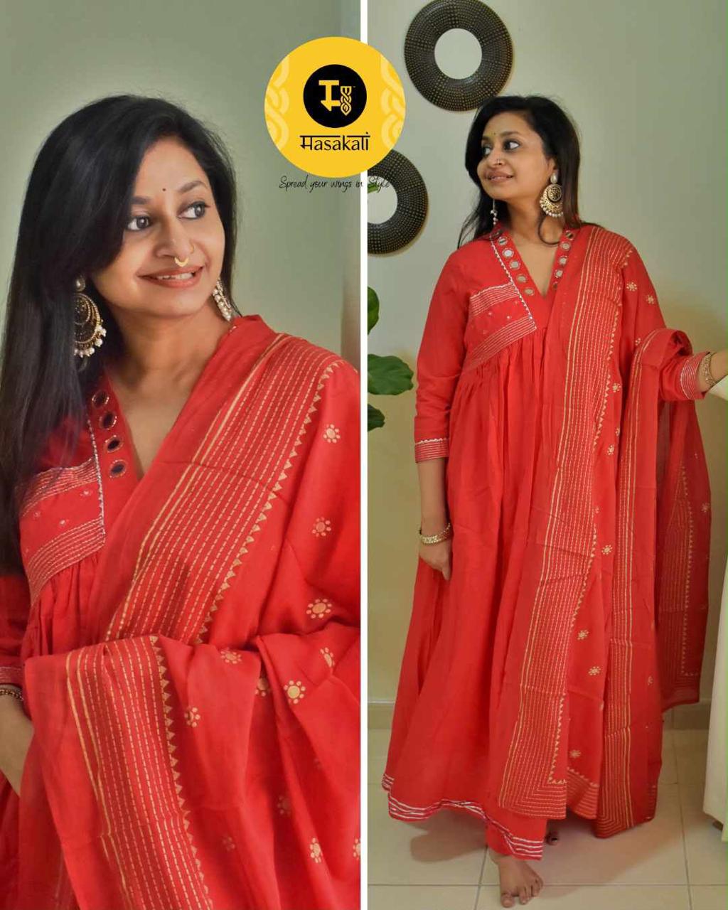 Scarlet Handwork Alia-Cut Anarkali – 3-Piece Set