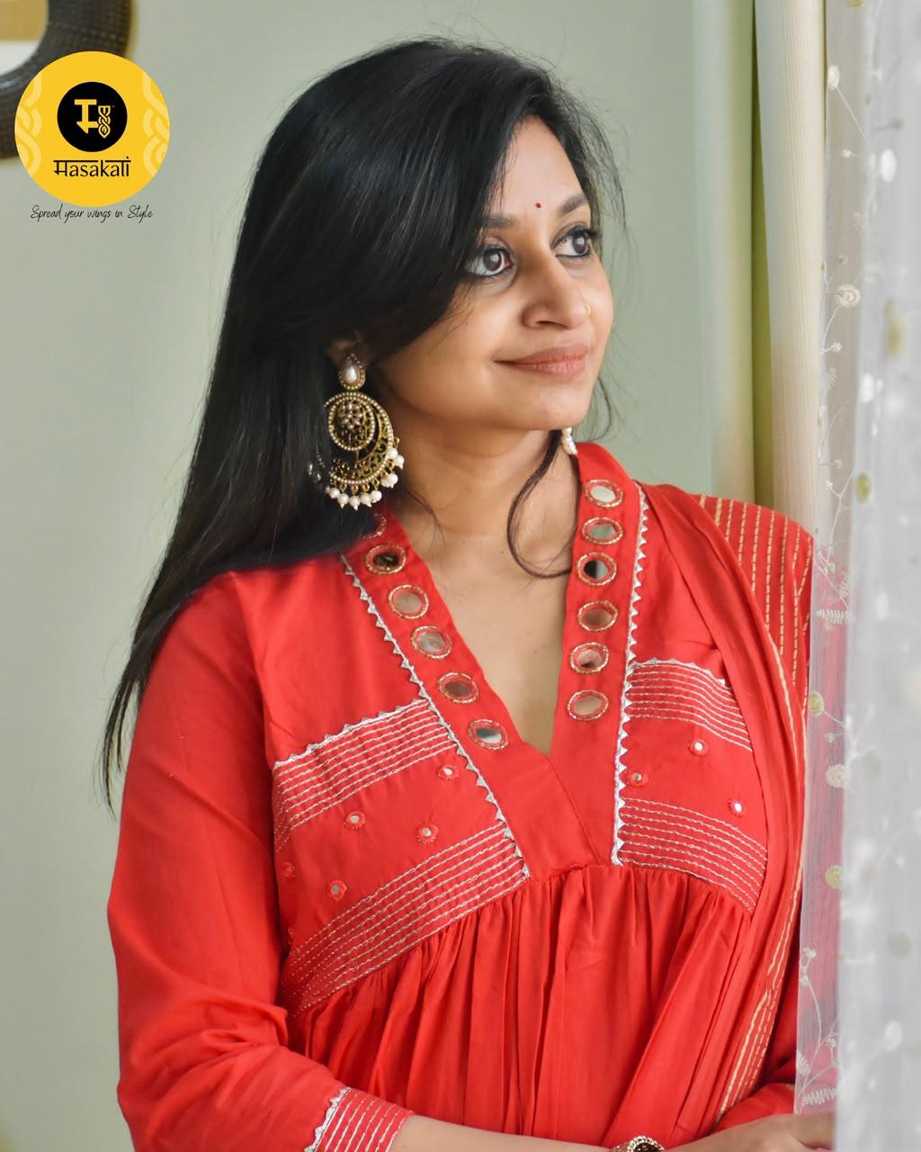 Scarlet Handwork Alia-Cut Anarkali – 3-Piece Set
