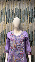 Lavender Handloom Cotton Mirrorwork coordset – 2-Piece Set