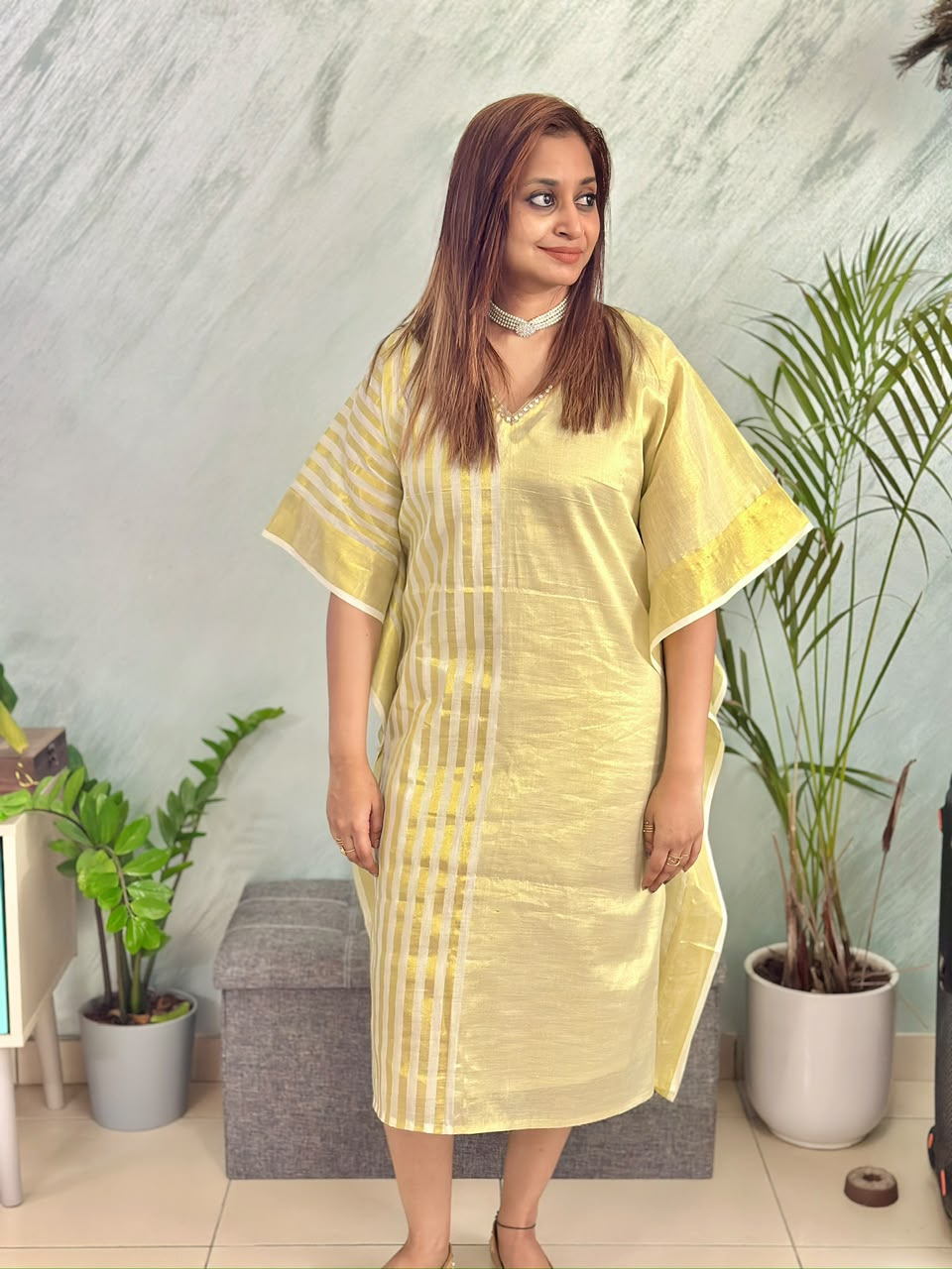Golden Tissue Indo-Western Kaftan