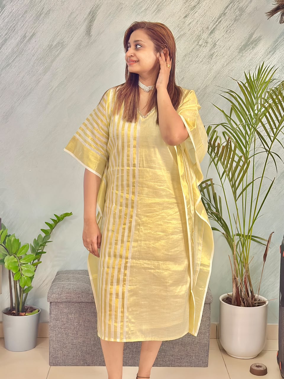 Golden Tissue Indo-Western Kaftan