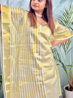 Golden Tissue Indo-Western Kaftan