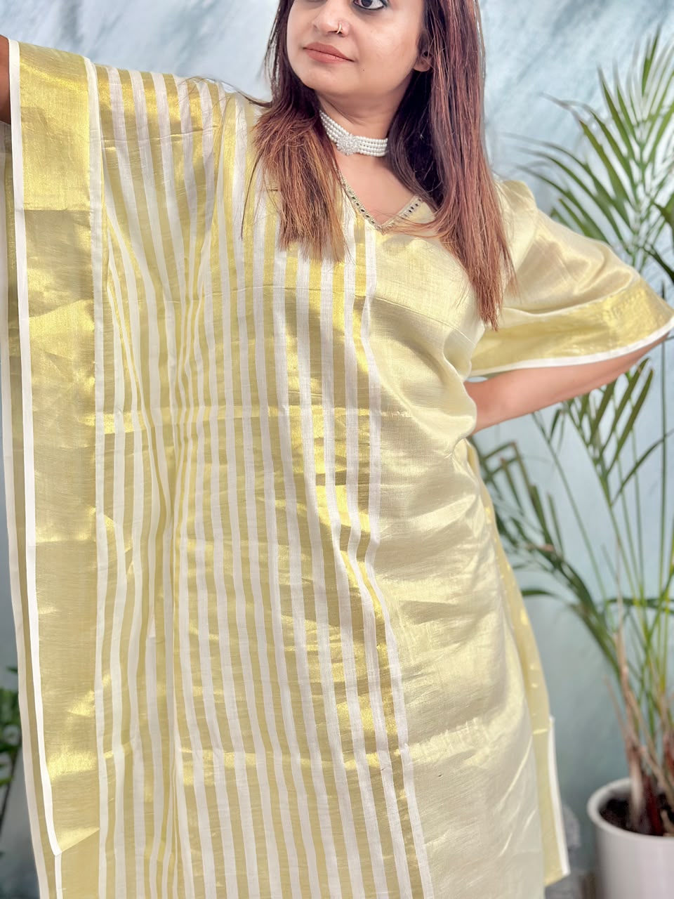 Golden Tissue Indo-Western Kaftan