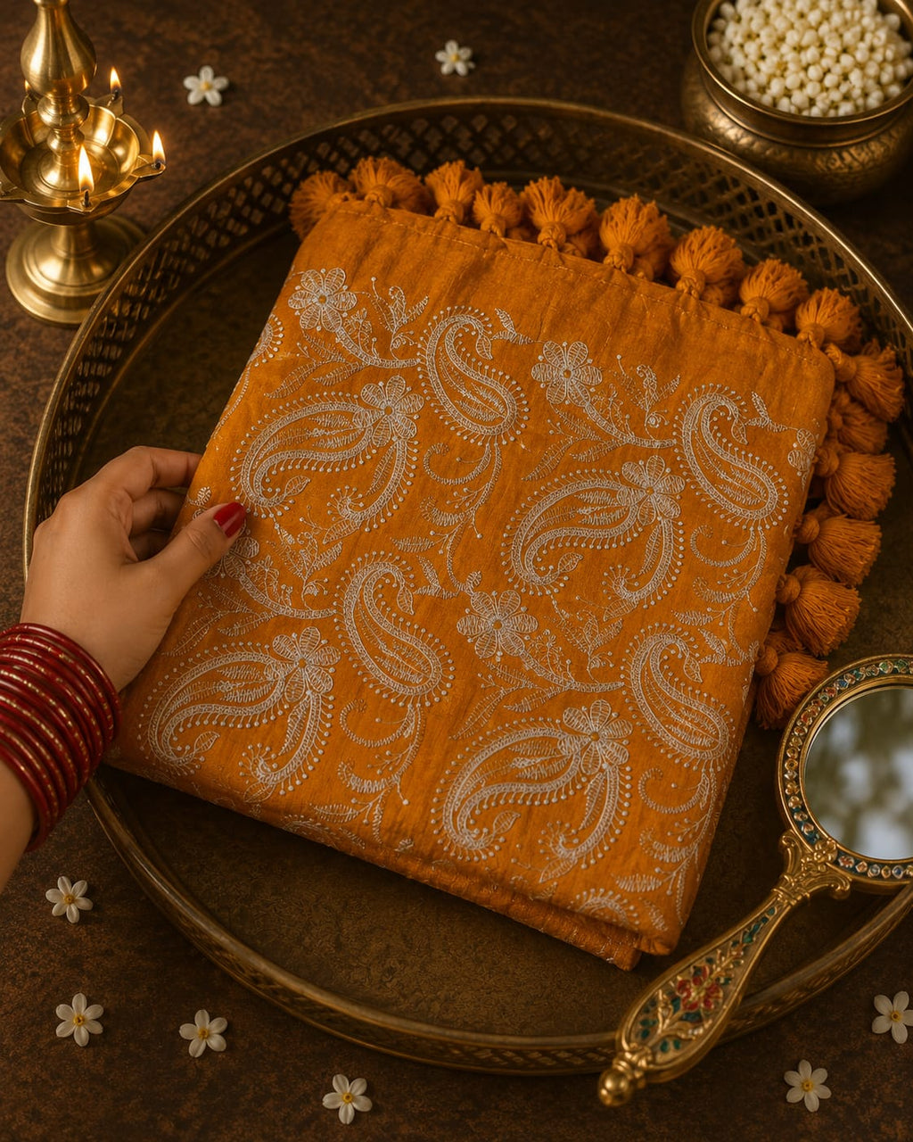Chikankari-Inspired Mul Cotton Saree with White Color Embroidery all over