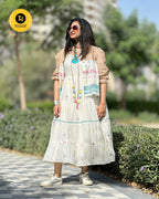 Pure Mul Cotton Jamdhani Weave Midi Jacket Dress