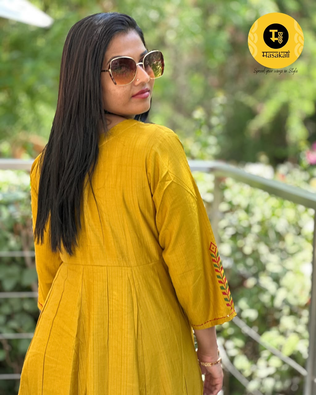 Semi silk mustard yellow anarkali co-ord set