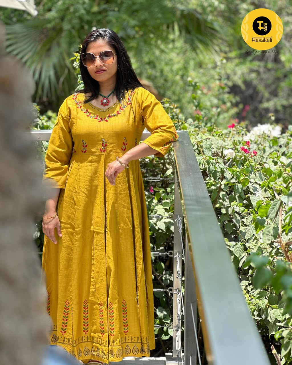 Semi silk mustard yellow anarkali co-ord set
