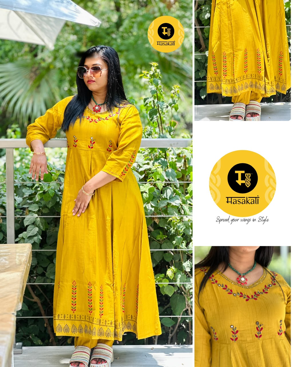 Semi silk mustard yellow anarkali co-ord set