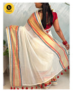 Mul Cotton Saree with Zari Stripes