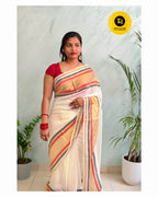 Mul Cotton Saree with Zari Stripes