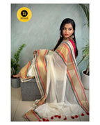 Mul Cotton Saree with Zari Stripes