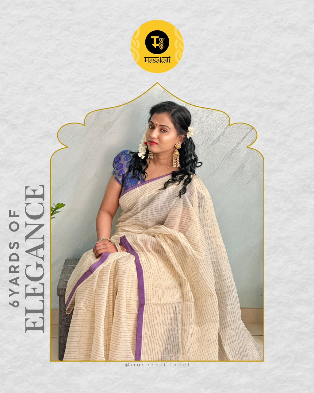 Mul Cotton Saree with Zari Stripes