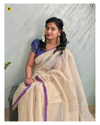 Mul Cotton Saree with Zari Stripes
