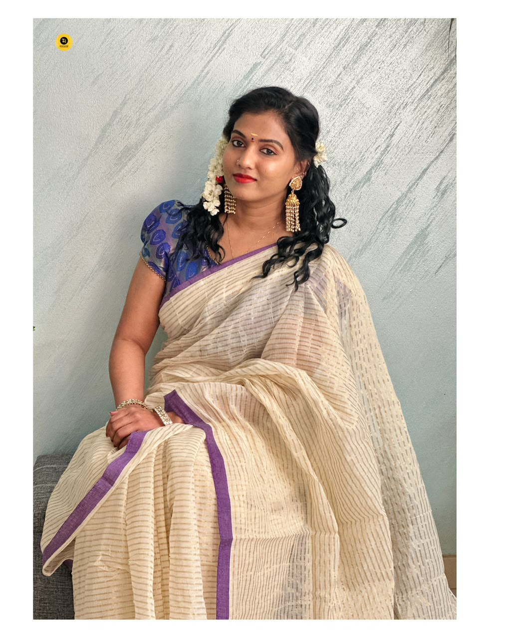 Mul Cotton Saree with Zari Stripes