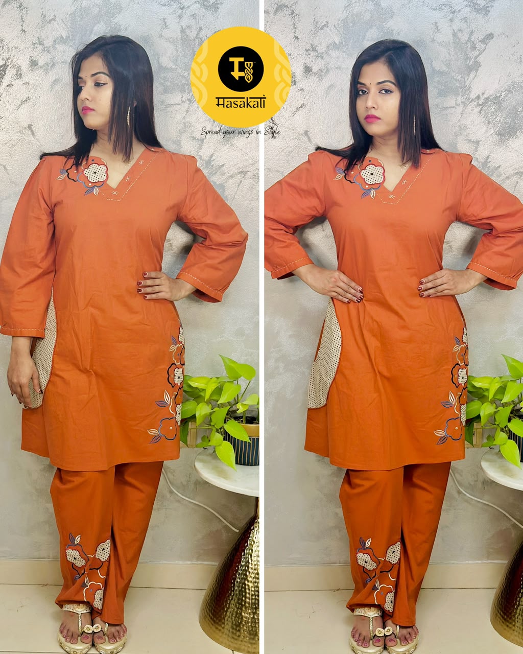 Rust Orange Pure Cotton Co-Ord Set