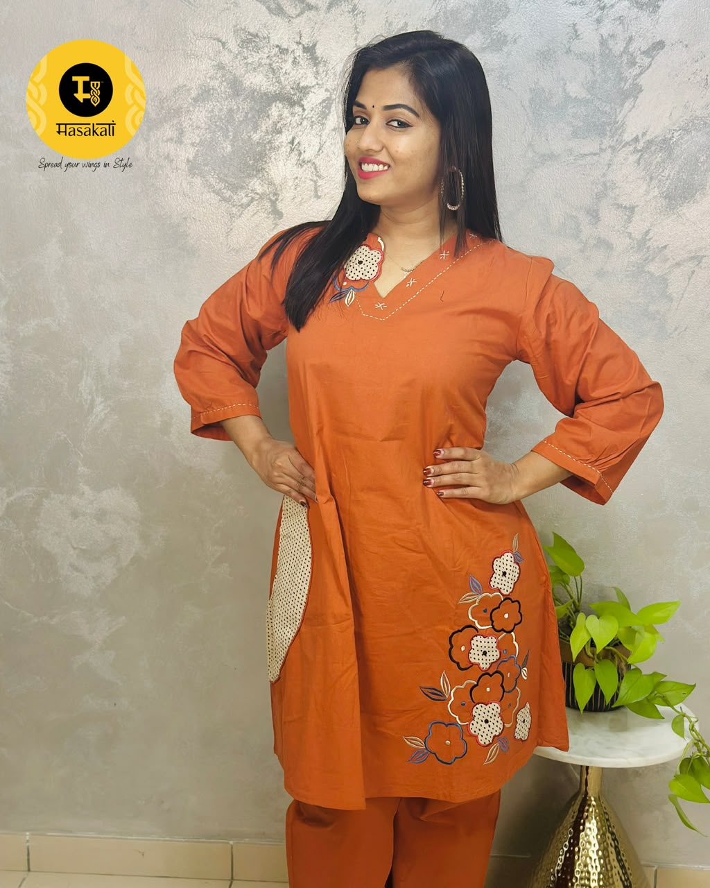 Rust Orange Pure Cotton Co-Ord Set