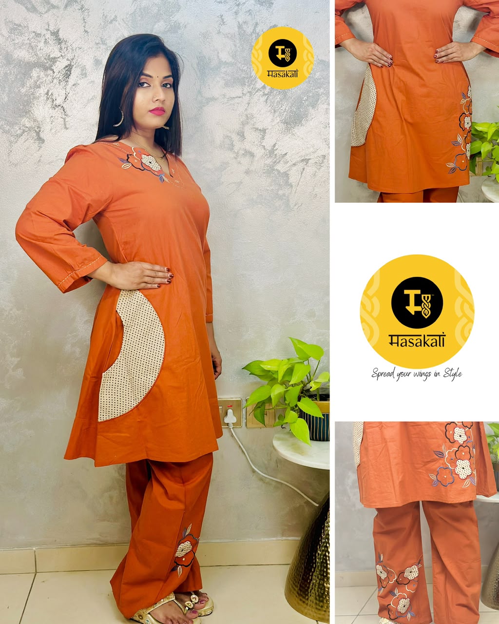 Rust Orange Pure Cotton Co-Ord Set