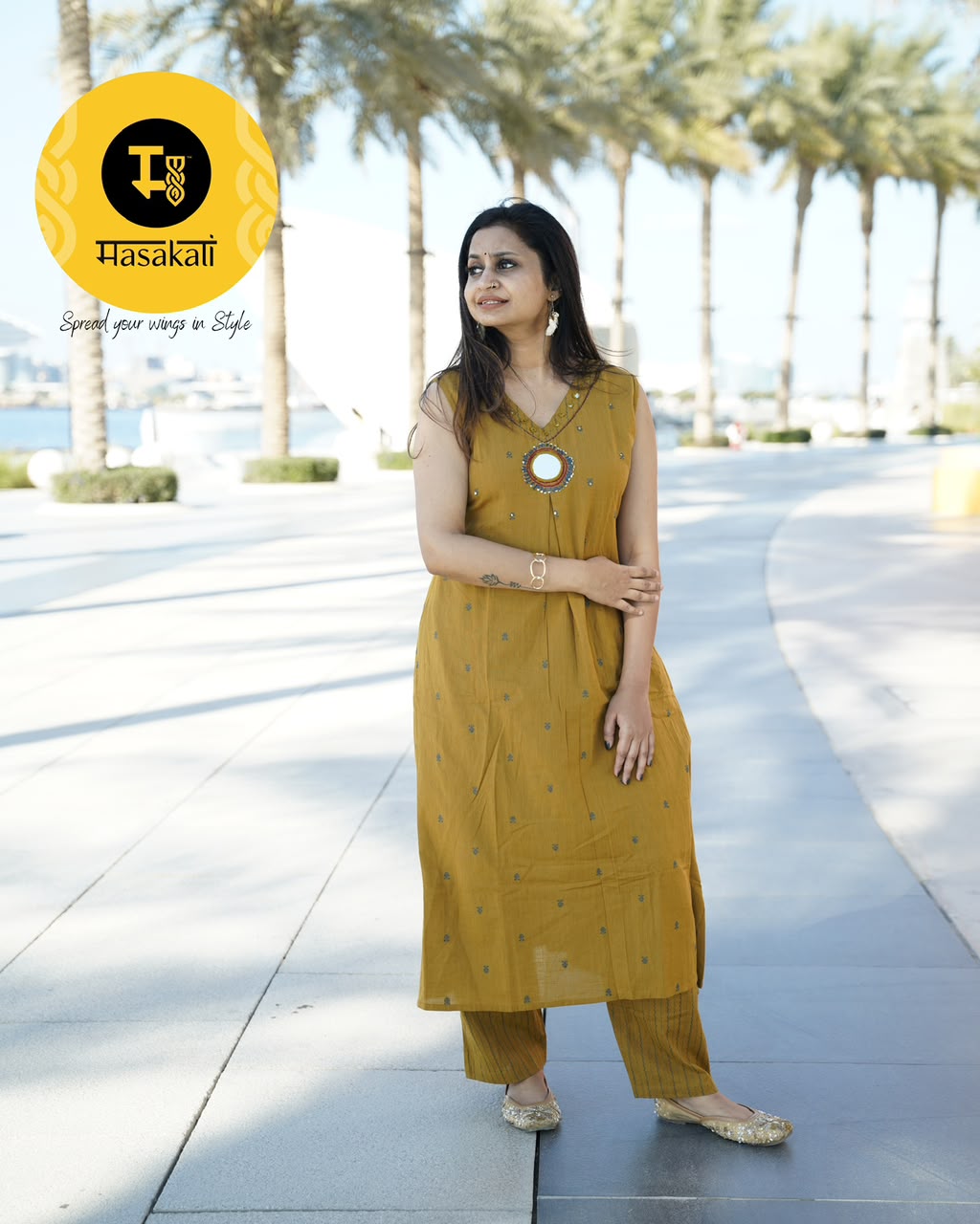 Handloom Cotton Mirror Work Co-ord Set