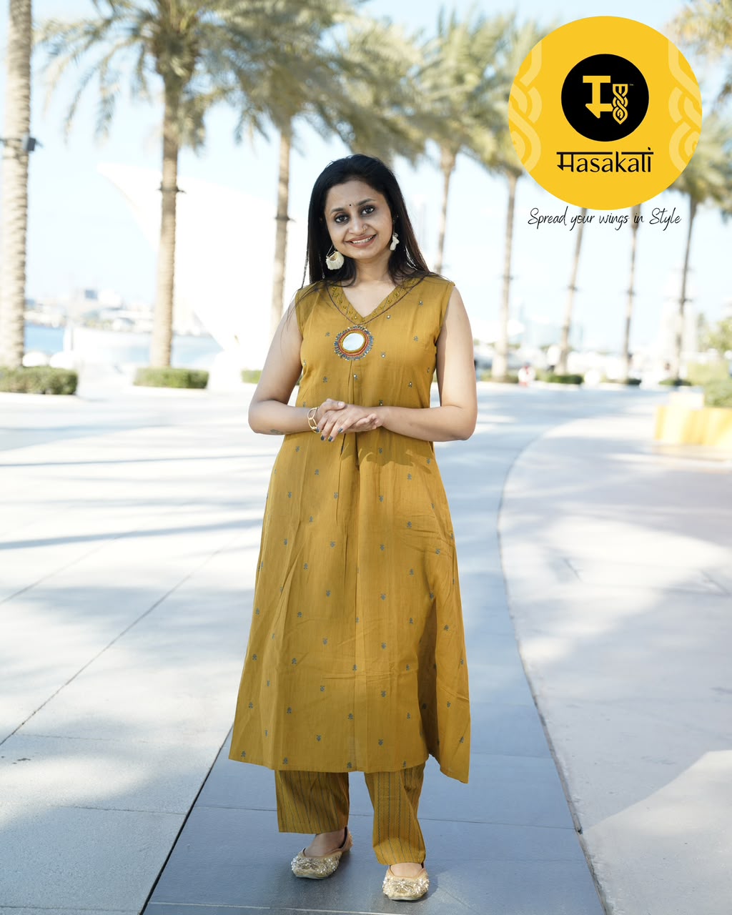 Handloom Cotton Mirror Work Co-ord Set